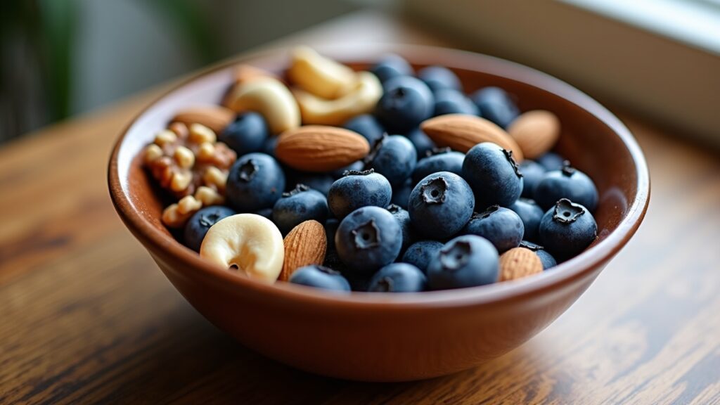 Blueberries and nuts snack