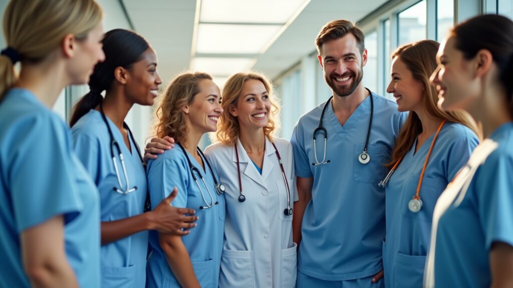 Healthcare team supporting each other