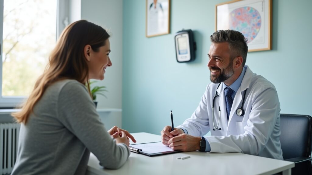 Person visiting doctor for checkup