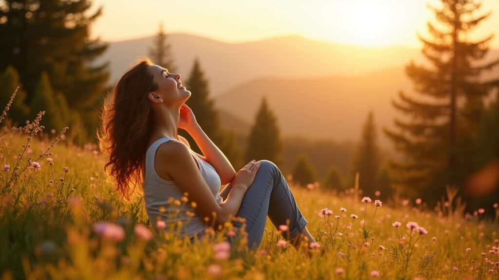 Person relaxing in nature