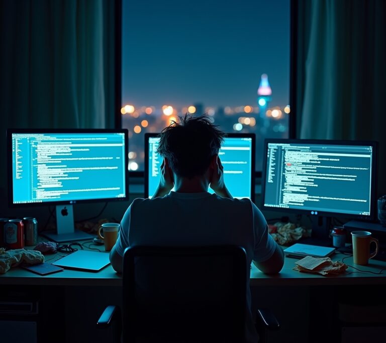 Developer staring at code on screen