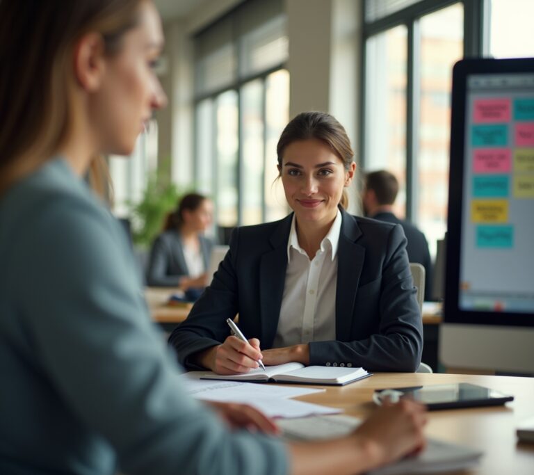 Therapist office with notebook