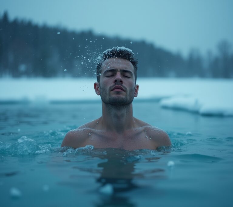 Person taking cold shower