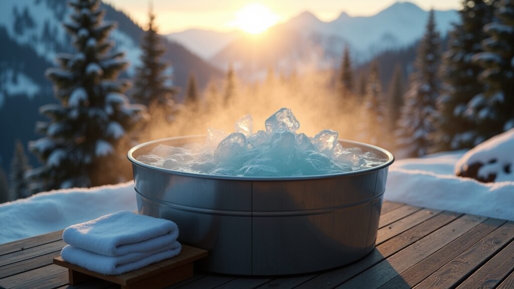 Ice bath setup outdoors