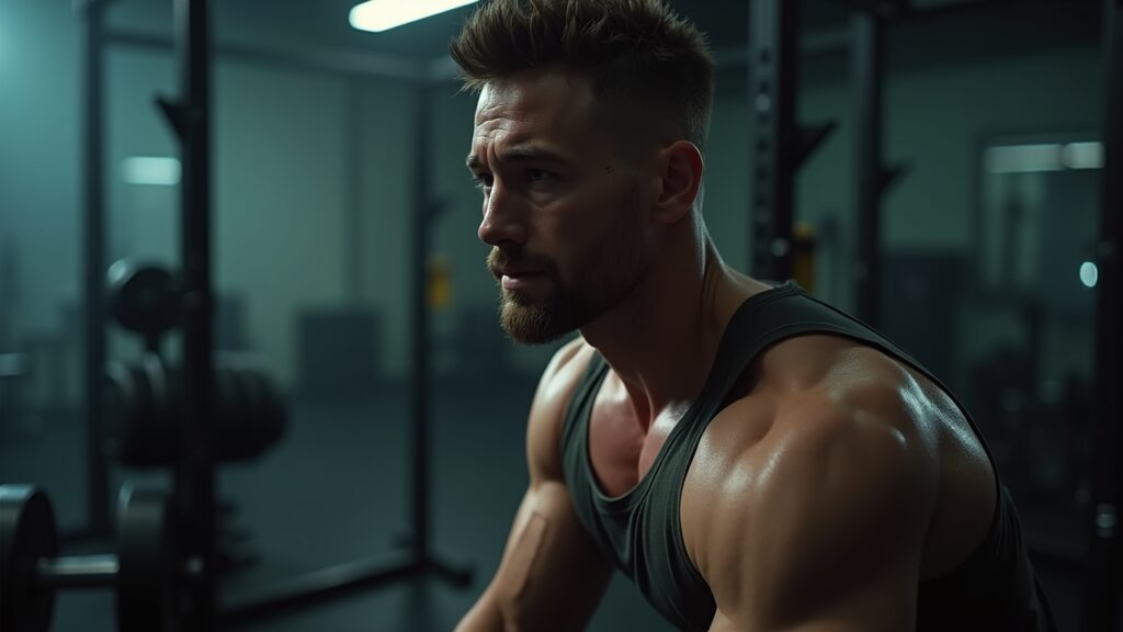 Gym session with focus
