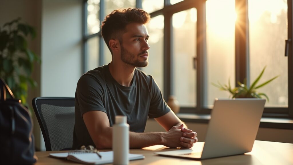 Post-workout clarity at desk