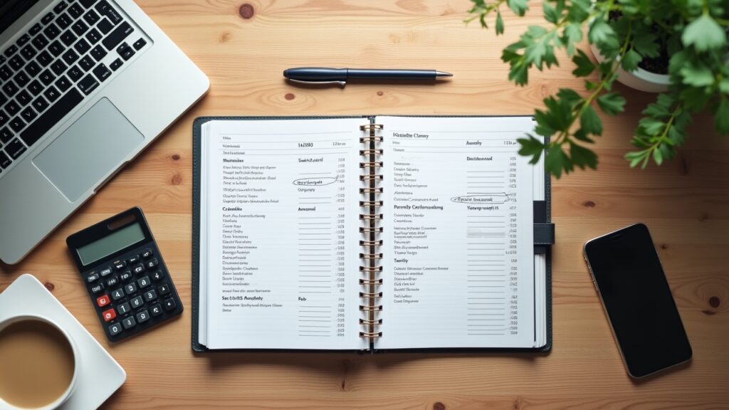 Budget planner on desk
