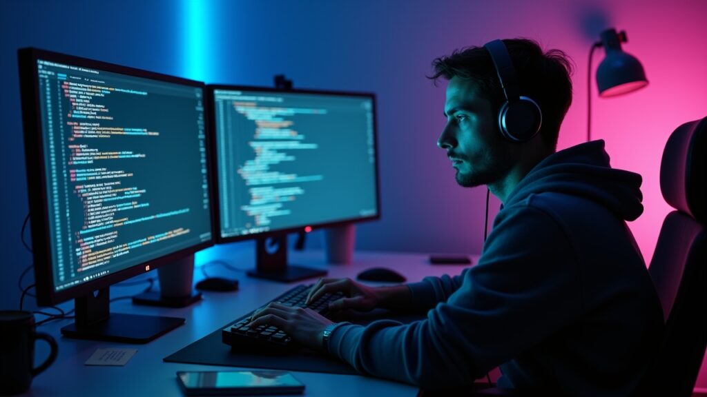 Coder in deep focus mode