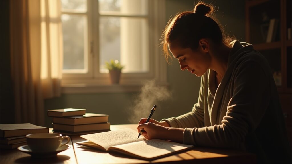 Person journaling in quiet room