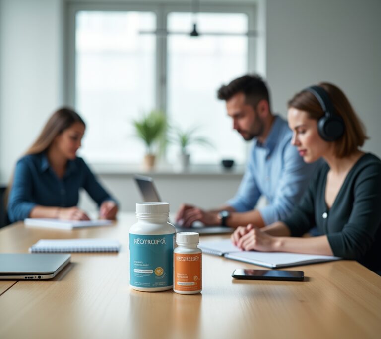 Supplements on a clean desk