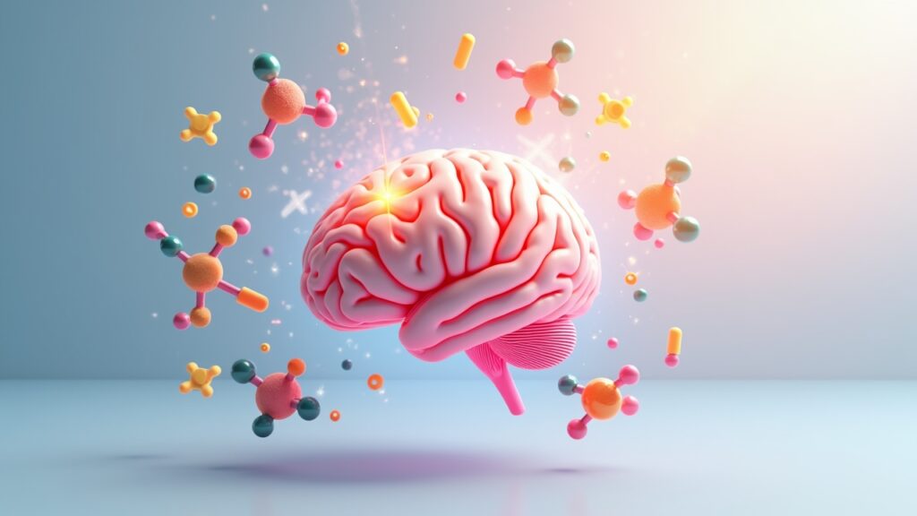 Brain illustration with nutrients