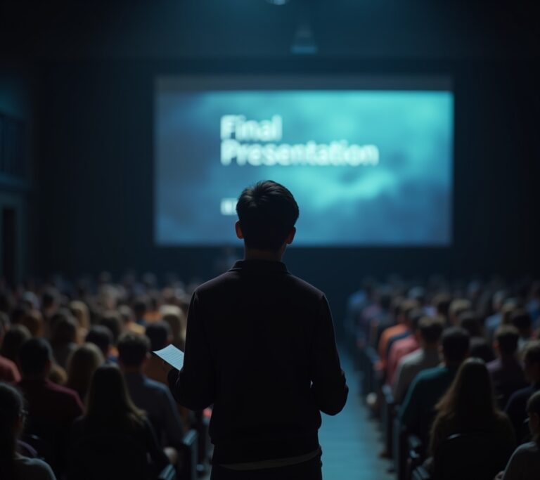 Speaker backstage before event