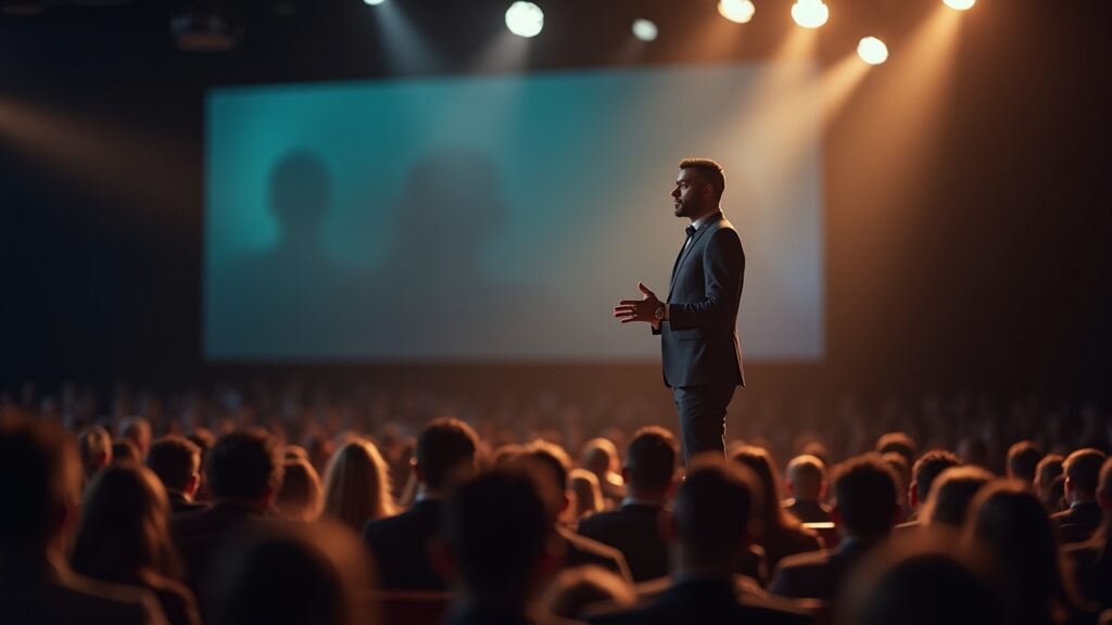 Confident professional on stage