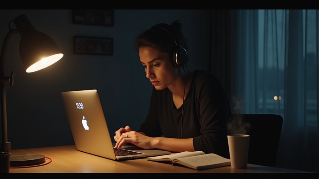 Person in timed deep work session