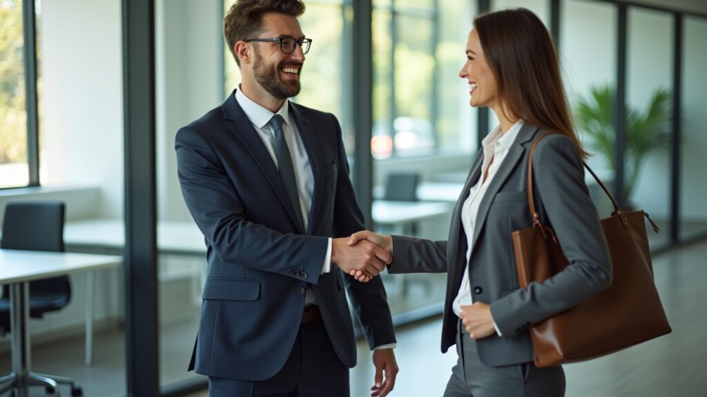 Manager welcoming employee back