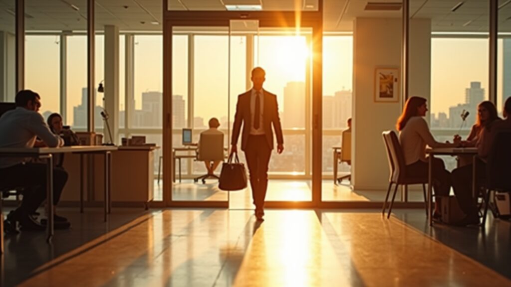 Person leaving office on time