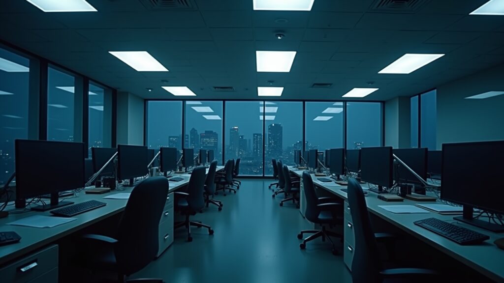 Empty office late at night